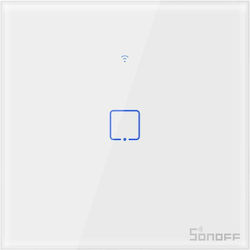 Sonoff TX T0 Χωνευτός Διακόπτης Τοίχου Wi-Fi για Έλεγχο Φωτισμού με Πλαίσιο και Ένα Πλήκτρο Αφής Φωτιζόμενος Λευκός