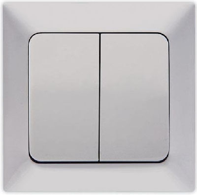 Eurolamp Recessed Electrical Lighting Wall Switch with Frame Basic Aller Retour Silver 152-12204