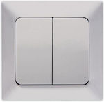 Eurolamp Recessed Electrical Lighting Wall Switch with Frame Basic Silver 152-12202