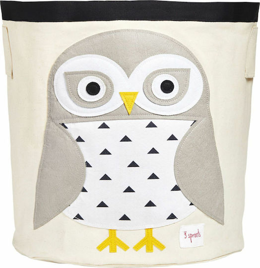 3 Sprouts Детска кошница за съхранение Owl Сив 43x43x45см 1бр