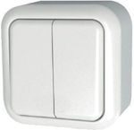 Geyer IP20 External Electrical Lighting Wall Switch with Frame Basic White H3-A220M