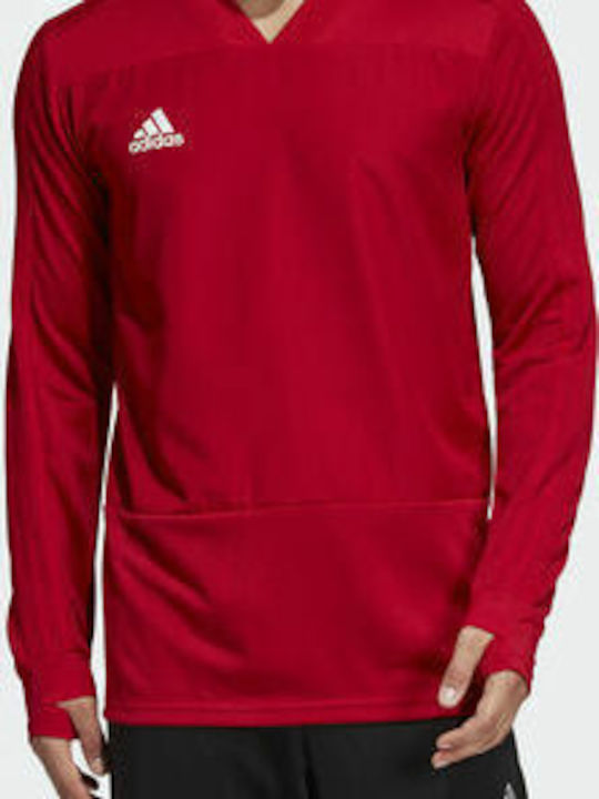 Adidas Condivo 18 Player Focus Training Men's Athletic Long Sleeve Blouse with V-Neck Power Red