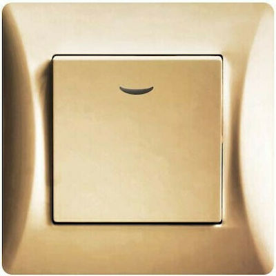 Lineme Recessed Electrical Lighting Wall Switch with Frame Basic Aller Retour Gold 50-00105-9