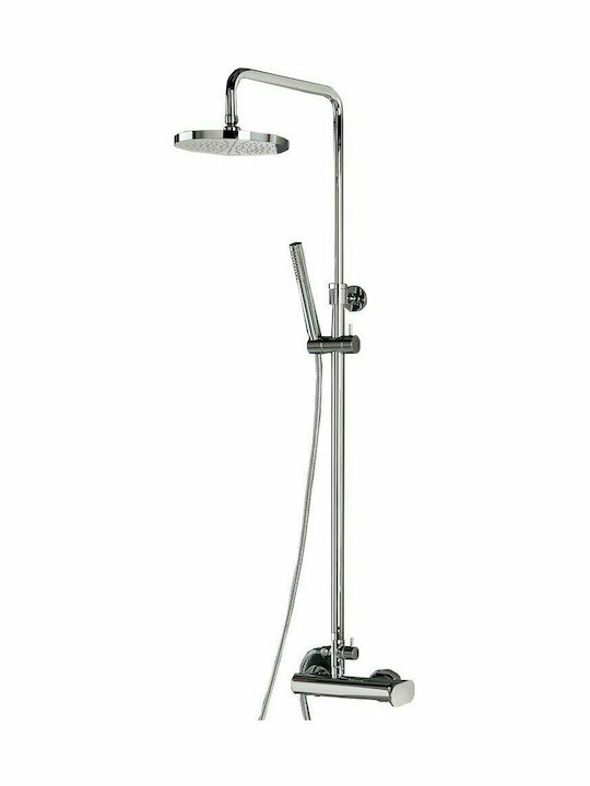 Armando Vicario Slim Adjustable Shower Column with Mixer 83-144cm Silver