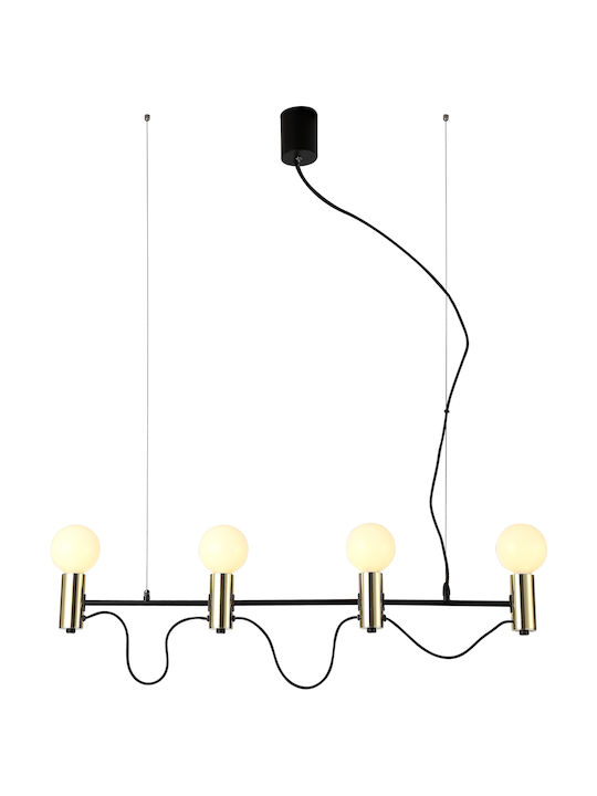 Viokef Volter Pendant Suspension Rail for 4 Bulbs E27 Black