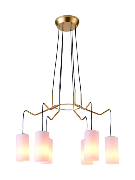 Viokef Elenor Pendant Suspension for 6 Bulbs E27 Gold