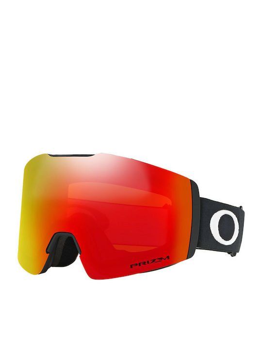 Oakley Fall Line XM OO7103-11 Mască de schi și snowboard pentru adulți, neagră, cu lentilă oglindă roșie