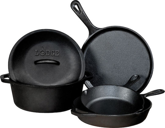 Lodge Kochgeschirr-Set aus Gusseisen Schwarz 5-teilig