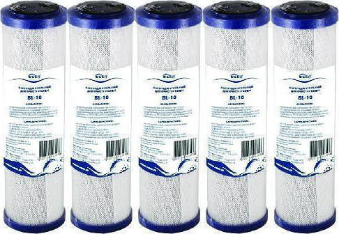 USTM Ersatz-Wasserfilter für die Arbeitsplatte und unter der Arbeitsplatte aus Aktivkohle 10" CTO BL-10 10 μm (Mikrometer) 5Stück
