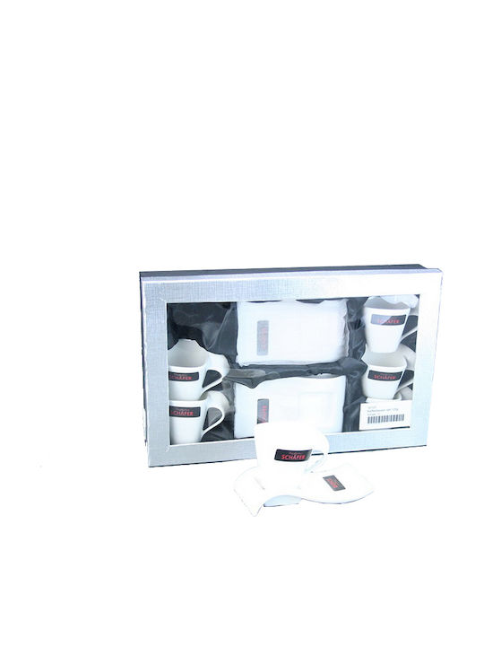 Schafer Set Tassen Kaffee aus Porzellan Weiß 6Stück
