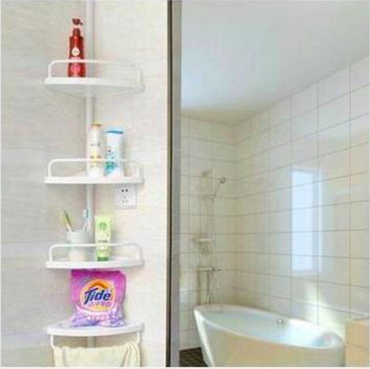 Factory SQ-1908 Colțar Montat pe perete Raft Baie Plastic cu 4 Rafturi 33x24x240cm Albă Factory SQ-1908 Colțar Montat pe perete Raft Baie Plastic cu 4 Rafturi 33x24x240cm Albă