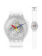 Swatch Big Bold Ceas Barbati 47mm cu Cauciuc Albă ιbrat