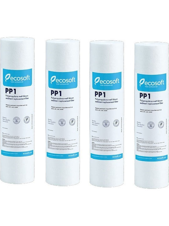 Ecosoft Ανταλλακτικό Φίλτρο Νερού Άνω και Κάτω Πάγκου από Πολυπροπυλένιο 10" PP 1 μm 4τμχ