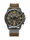 Curren Watch Chronograph Battery with Brown Leather Strap