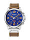 Curren Men's Watch 47mm Chronograph Battery with Leather Strap Blue/Brown