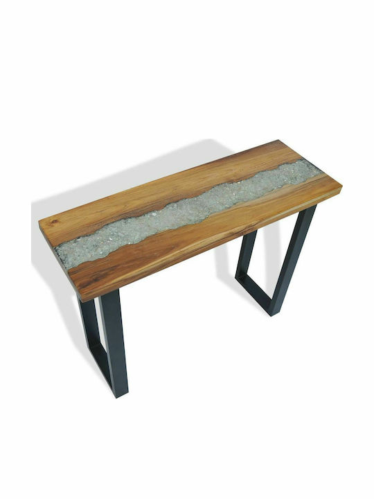 Console Table of Solid Wood & Metal Ξύλο Teak / Μαύρη L100xW35xH75cm