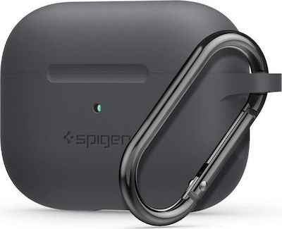 Spigen Silicone Fit with Carabiner Pro Silicone Case with Keychain Charcoal Grey for Apple AirPods Pro