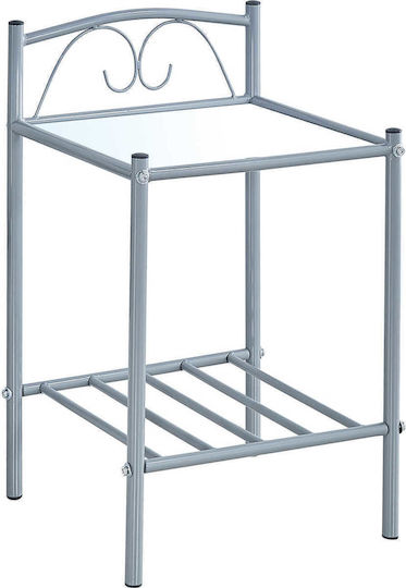 Rado Metalic Cu Suprafață Din Sticlă Gri 40x40x64cm E8013,3