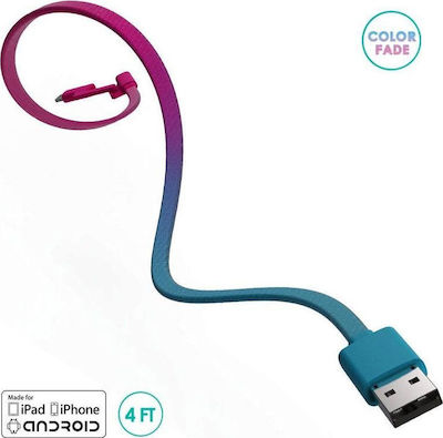 BuQu Flat USB to Lightning Cable Ροζ 1.2m (Cordz Duo)