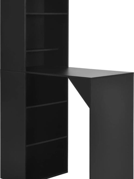 Table Bar Collapsible Wooden Black 115x59x200cm