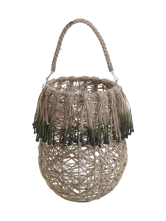 Inart Lantern Wicker Tabletop Beige 26x26x34εκ. 1pcs