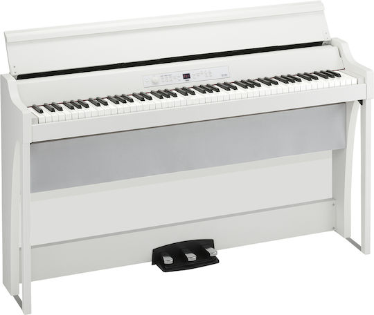 Korg Electric Upright Piano G1 Air Set with 88 Weighted Keys Built-in Speakers and Connection with Headphones and Computer White