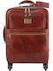 Tuscany Leather Βαλίτσα Ταξιδίου Καμπίνας Καφέ με 4 Ρόδες Ύψους 46εκ.