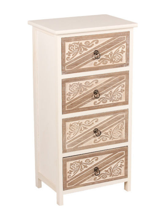 Wooden Storage Drawers with 4 Drawers Φυσικό / Μπεζ L38xW28xH75.50cm