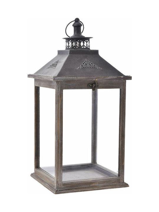 Iliadis Floortop Wooden Lantern Brown 28x28x58cm