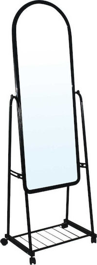 Woodwell Rolland Boden- oder Standspiegel mit Gewölbtem Schwarzem Metallrahmen 160x50cm