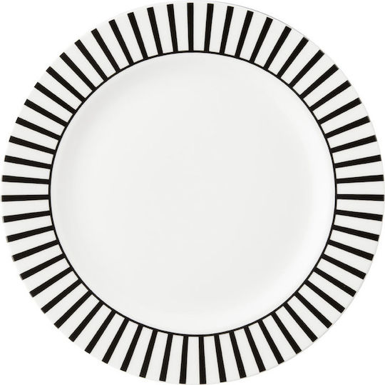 Dutch Rose Dessertteller Stripe Teller Wüste aus Porzellan Weiß mit Durchmesser 18cm