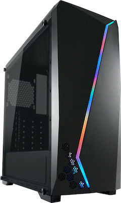 LC-Power Gaming 700B Hexagon Midi Tower Computer Case with Window Panel and RGB Lighting Black