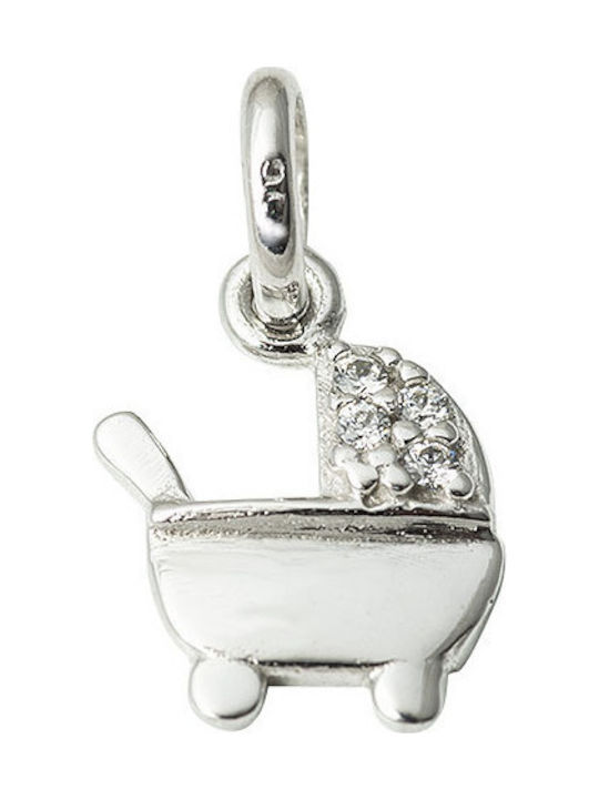 Pendant, 14K White gold, Trolley.