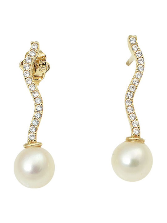 14K Gold Earrings with Pearl.