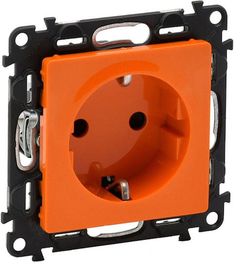Legrand Valena Life Single Walled Power Socket Automatic Terminals Orange
