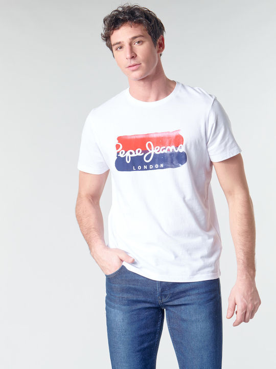 Pepe Jeans Milborn Herren T-Shirt Kurzarm Weiß