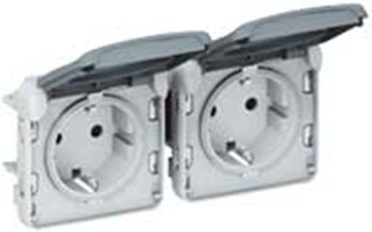 Legrand Plexo Double Power Safety Socket Automatic Terminals Gray