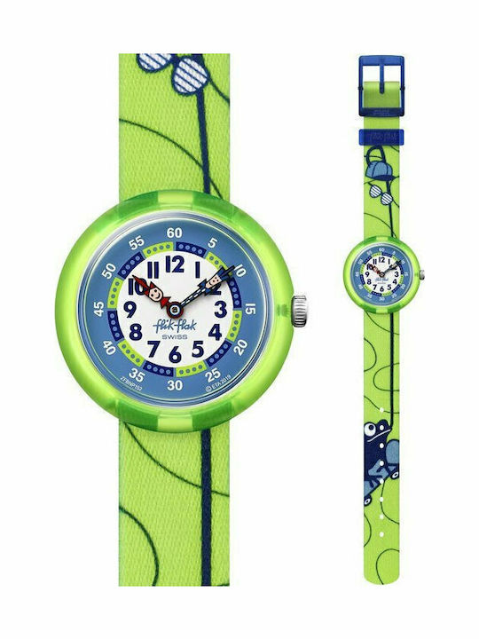 FlikFlak Kinder-Analoguhr SK8frog mit Stoffarmb...