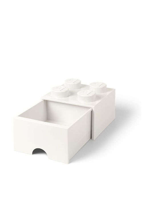 Lego Kids Plastic Toy Storage Box 4 Knobs White 22x22x17cm