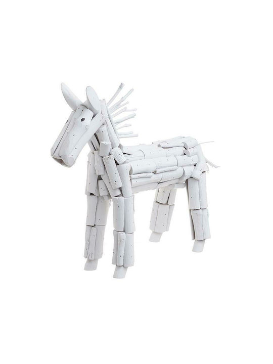 Inart Διακοσμητικό Άλογο από Ξύλο Λευκό 46x16x37cm