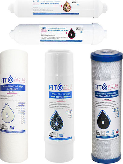 Fit Aqua Filtru De Apă De Schimb Osmoză Inversă Din Carbon Activat 10" RO-6 EU 5 μm 5 Bucăți