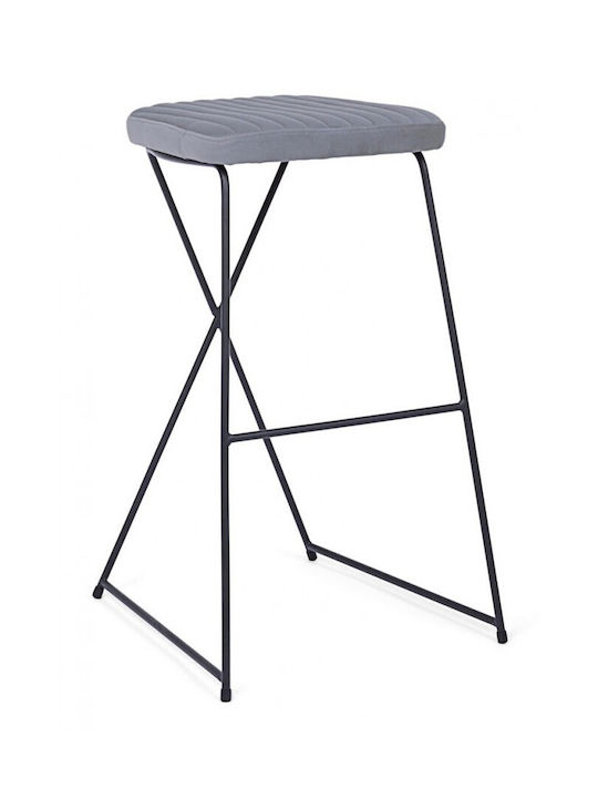 Stool Bar Upholstered with Velvet Kinsley Grey 40x46x76cm