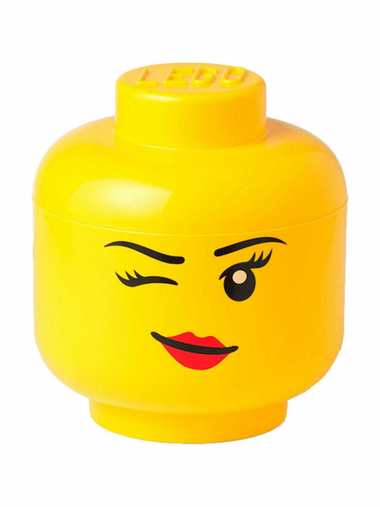 Lego Kids Plastic Toy Storage Box Head Yellow 16x16x18cm