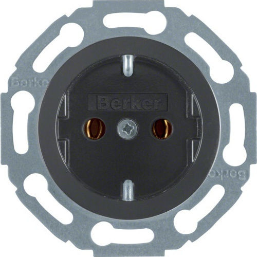 Hager Serie 1930 Single Power Socket Black