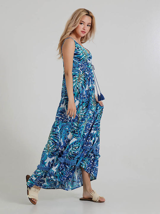 Ble Resort Collection Women's Maxi Dress Beachwear Blue