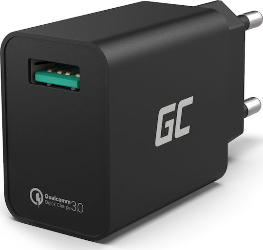 Green Cell Charger Without Cable with USB-A Port 18W Quick Charge 3.0 Blacks (CHAR06)