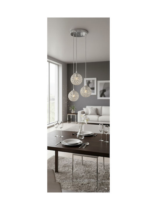 ARlight Hängelampe Silber mit Kristallen für Fassung E27 25cm.