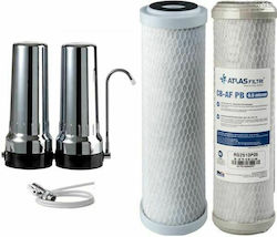 Atlas Filtri 2-Stage Countertop Water Filter System Depural Top with 10" Replacement Filter Atlas Filtri CB-AF CTO SX 5 μm & Atlas Filtri CB-AF PB 10SX 0.5 μm 802164712118912