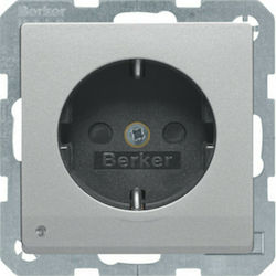 Hager Berker Q.1 Single Power Socket Aluminium