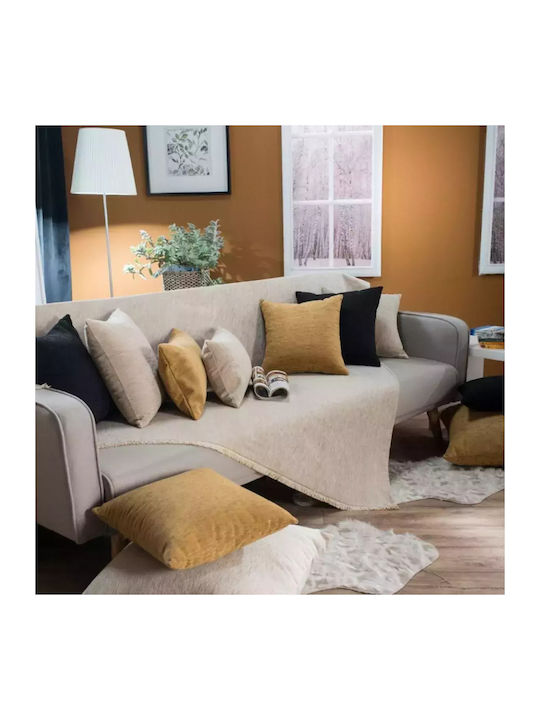 Teoran Solid Three-Seater Sofa Throw Chenille 1...